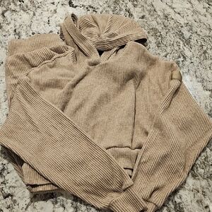 Cozy Tan Ribbed Women Sweater